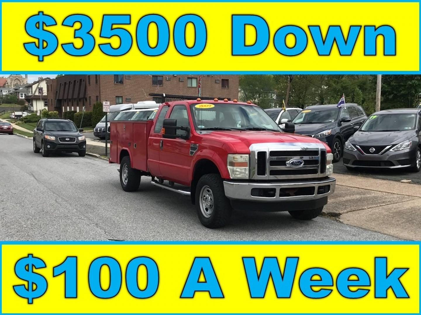 2009 Red /Gray Ford F-350 SD Super Duty (1FDSX35509E) with an 5.4 V8 engine, Automatic transmission, located at 577 Chester Pike, Prospect Park, PA, 19076, (610) 237-1015, 39.886154, -75.302338 - Photo#0